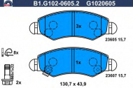 Комплект тормозных колодок GALFER B1.G102-0605.2