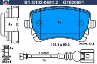Комплект тормозных колодок GALFER B1.G102-0691.2