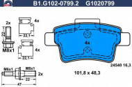 Комплект тормозных колодок GALFER B1.G102-0799.2