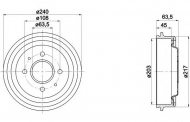 Тормозный барабан HELLA 8DT 355 301-371