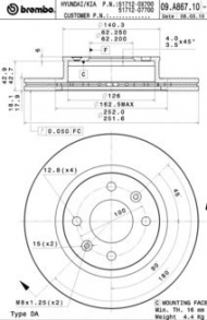 Тормозной диск BREMBO 09.A867.10