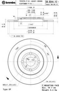 Тормозной диск BREMBO 08.B044.10