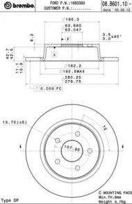 Тормозной диск BREMBO 08.B601.10