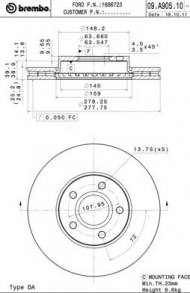 Тормозной диск BREMBO 09.A905.10