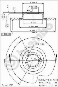 Тормозной диск BREMBO 08.2615.10
