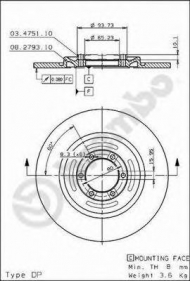 Тормозной диск BREMBO 08.2793.20