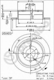 Тормозной диск BREMBO 08.3947.24