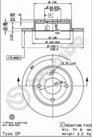 Тормозной диск BREMBO 08.5164.24