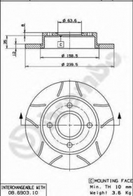 Тормозной диск BREMBO 08.6903.75