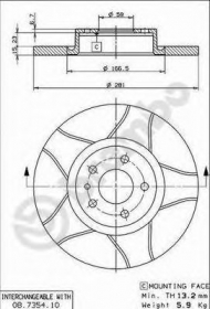 Тормозной диск BREMBO 08.7354.75