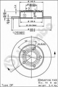 Тормозной диск BREMBO 08.8408.11