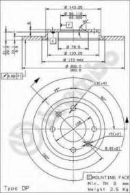 Тормозной диск BREMBO 08.9600.24