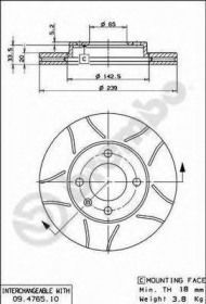 Тормозной диск BREMBO 09.4765.75