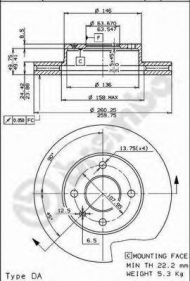 Тормозной диск BREMBO 09.5134.10