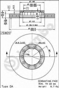 Тормозной диск BREMBO 09.6734.20