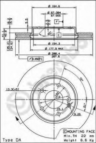 Тормозной диск BREMBO 09.6845.14