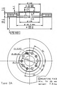 Тормозной диск BREMBO 09.9363.21