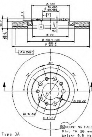 Тормозной диск BREMBO 09.9365.20