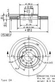 Тормозной диск BREMBO 09.9369.11