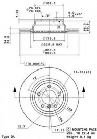 Тормозной диск BREMBO 09.A259.11
