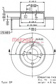 Тормозной диск METZGER 10025 E