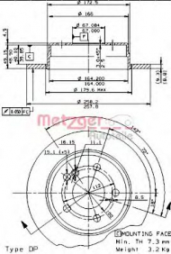 Тормозной диск METZGER 10276 E