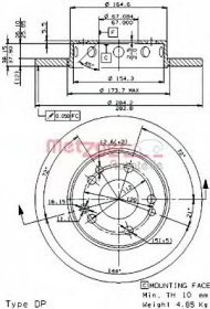 Тормозной диск METZGER 10278 E