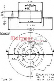 Тормозной диск METZGER 14079 V