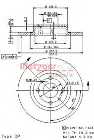 Тормозной диск METZGER 14139 E