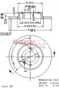 Тормозной диск METZGER 14222 E
