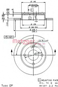 Тормозной диск METZGER 14223 E