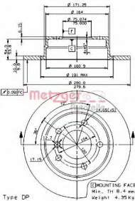 Тормозной диск METZGER 14304 E
