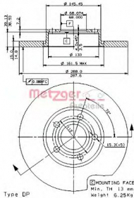 Тормозной диск METZGER 14476 E