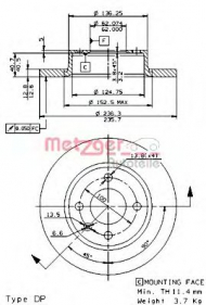 Тормозной диск METZGER 14636 E