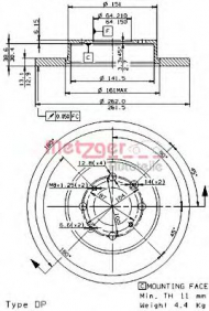 Тормозной диск METZGER 14644 E