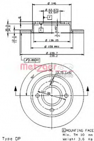 Тормозной диск METZGER 14672 E