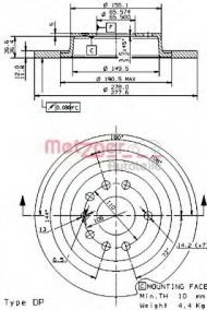 Тормозной диск METZGER 14853 V