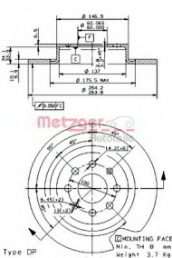 Тормозной диск METZGER 14865