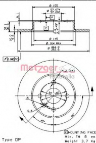 Тормозной диск METZGER 14871