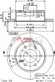 Тормозной диск METZGER 14908 E
