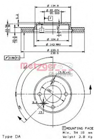 Тормозной диск METZGER 20024 E