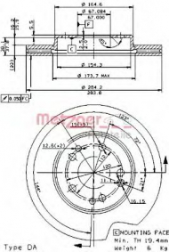 Тормозной диск METZGER 24182 E