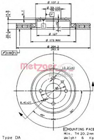 Тормозной диск METZGER 24242 E