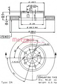 Тормозной диск METZGER 24371 E