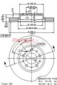 Тормозной диск METZGER 24453 V