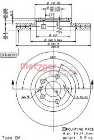 Тормозной диск METZGER 24513 E