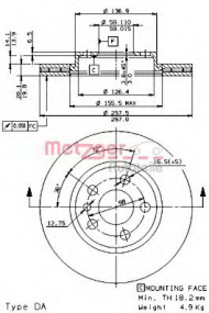 Тормозной диск METZGER 24593 E