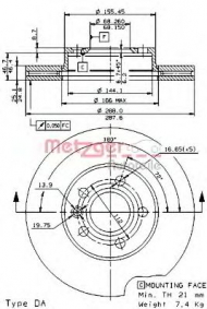 Тормозной диск METZGER 24628 E