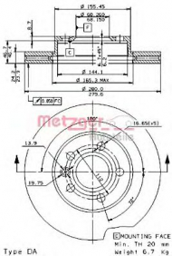 Тормозной диск METZGER 24689 E