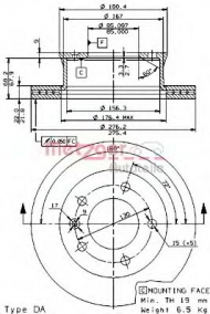 Тормозной диск METZGER 24722 E